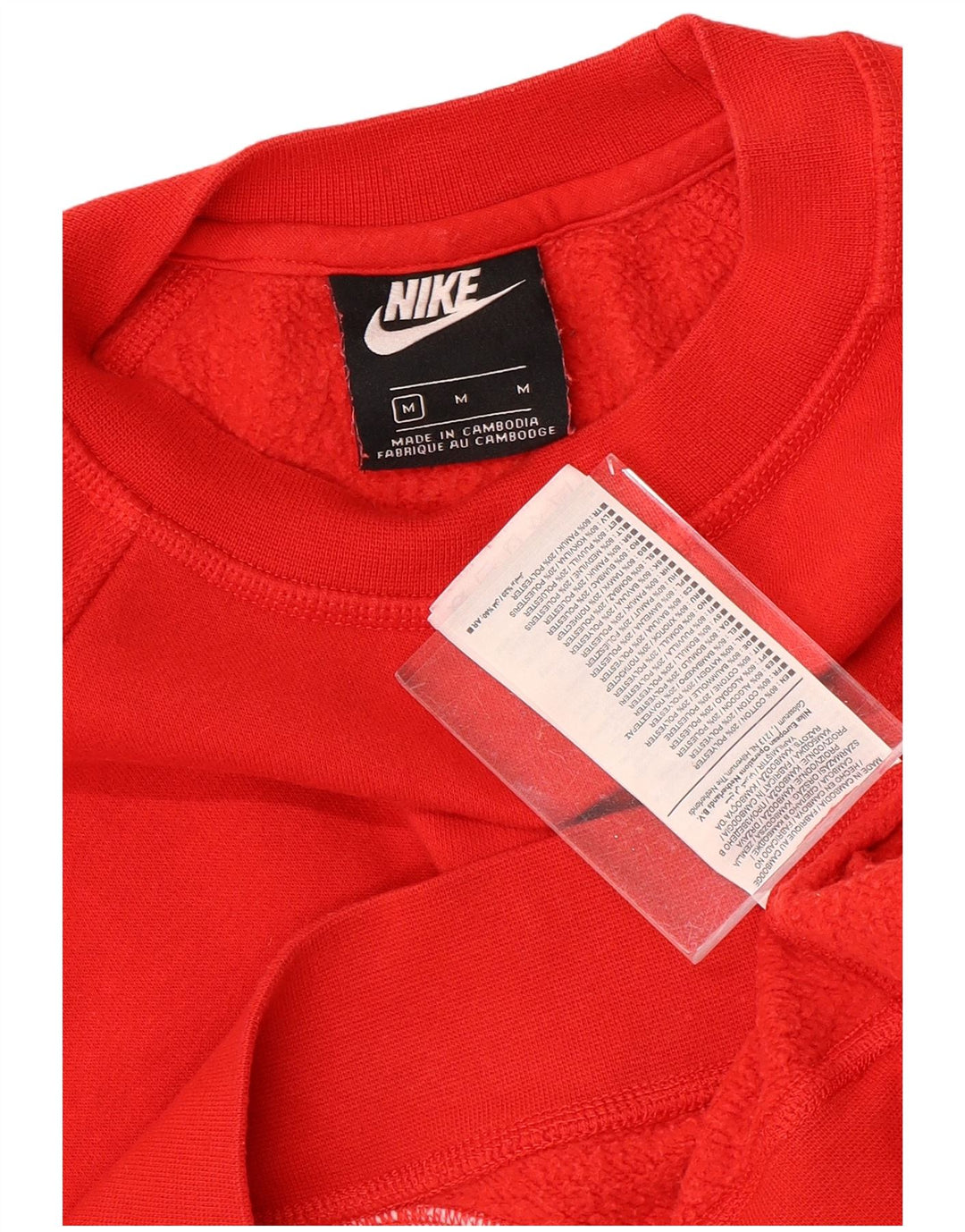 NIKE Womens Crop Graphic Sweatshirt Jumper UK 14 Medium Red Colourblock