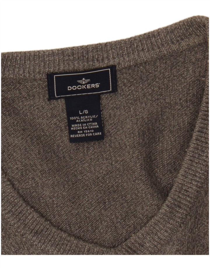 Dockers Herren-Pullover mit V-Ausschnitt, großes Acryl, Grau