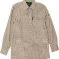 VINTAGE Mens Shirt Medium Beige Check Polyester Vintage Vintage and Second-Hand Vintage from Messina Hembry 
