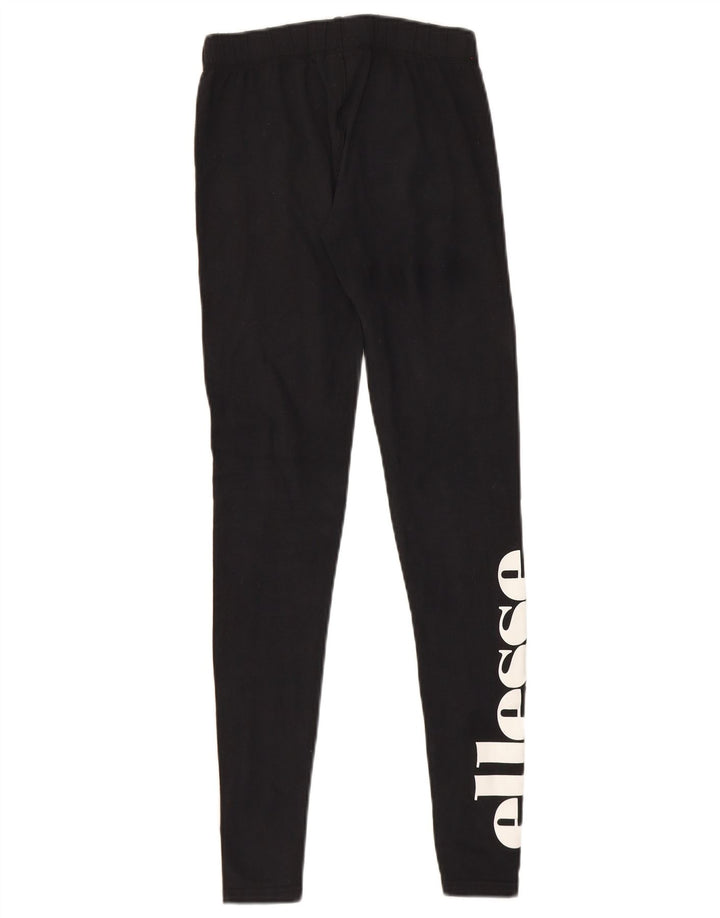 Ellesse Womens Graphic Leggings UK 8 Small Black Cotton