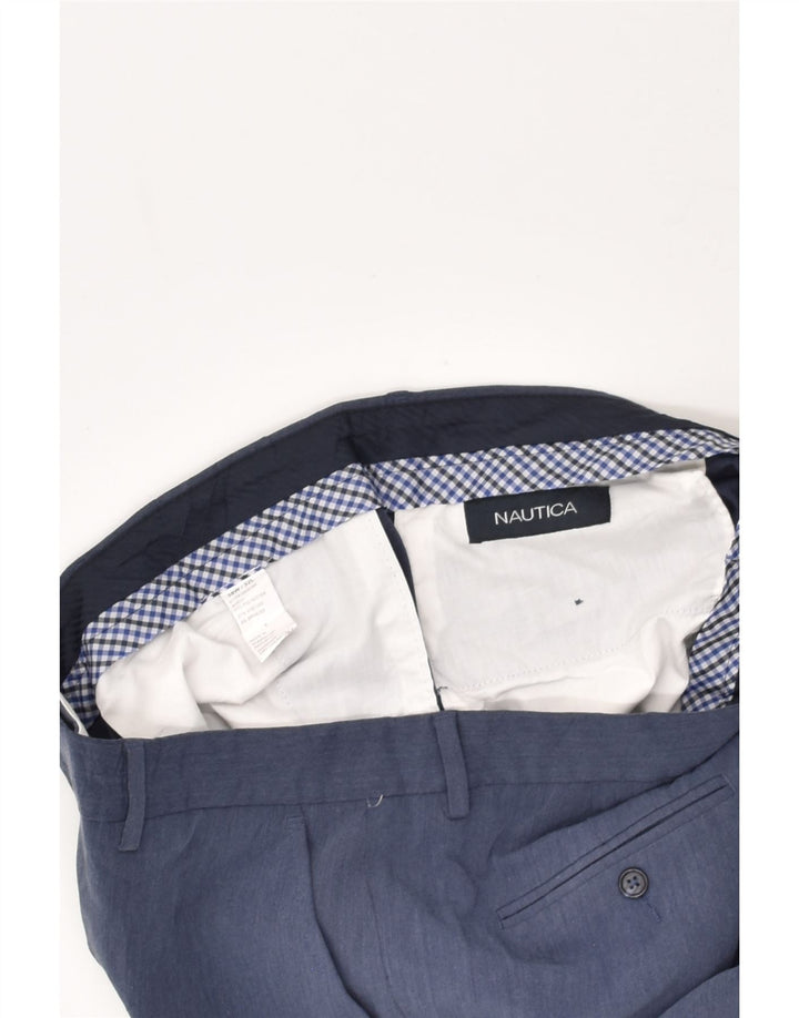 NAUTICA Mens Straight Suit Trousers W38 L26 Navy Blue Polyester | Vintage Nautica | Thrift | Second-Hand Nautica | Used Clothing | Messina Hembry 