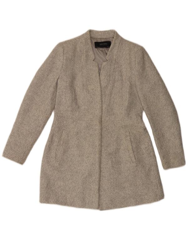 Zara Womens Pardessus UK 14 Large Gris Polyester