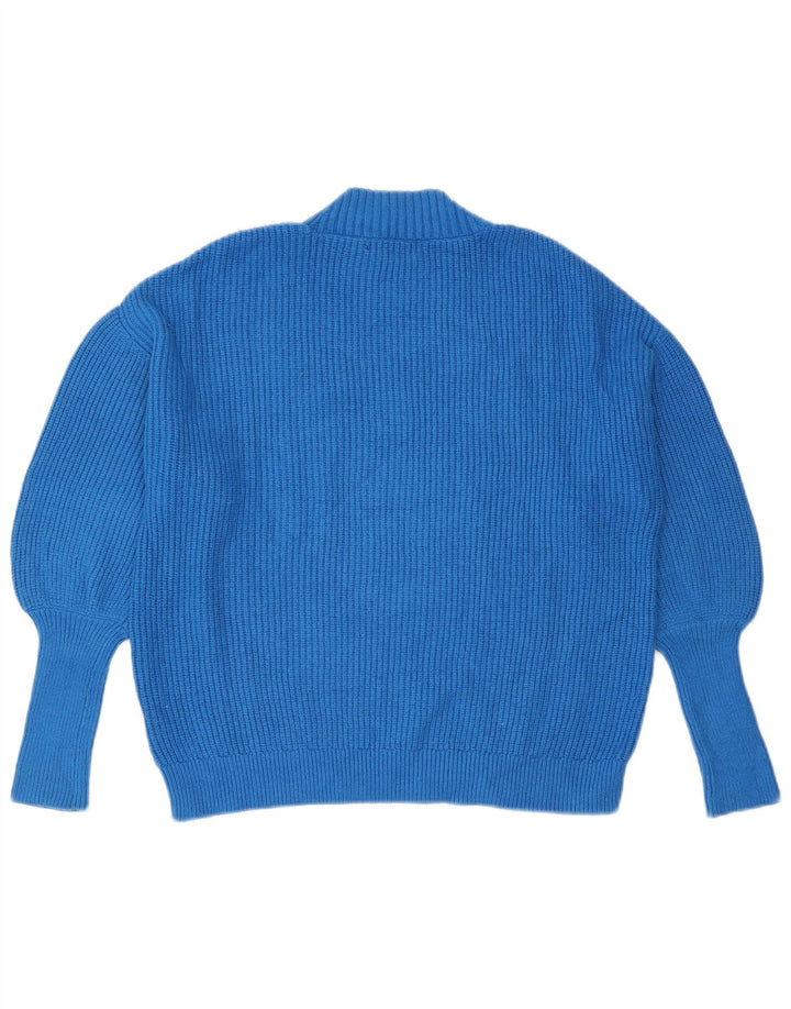 Marks & Spencer Womens Turtle Neck Jumper Sweater UK 16 Large Blue Viscose