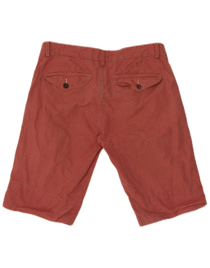 Zara Mens Chino Shorts EU 42 Large W32  Red Check Cotton