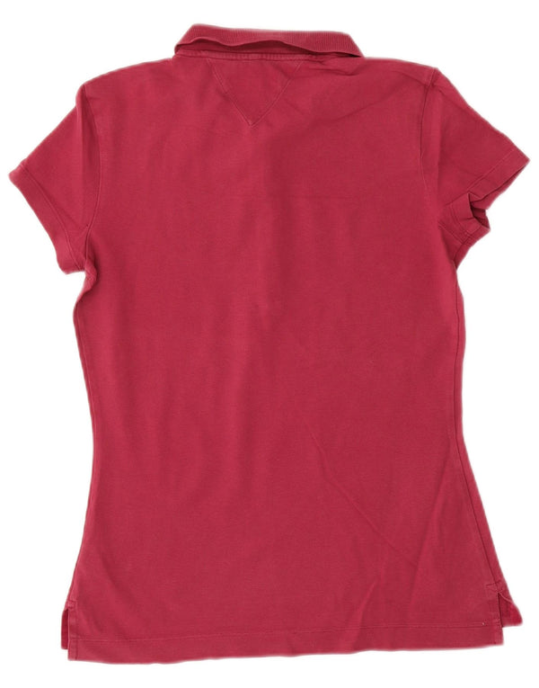 Tommy Hilfiger Womens Polo Shirt UK 12 Medium Red Cotton