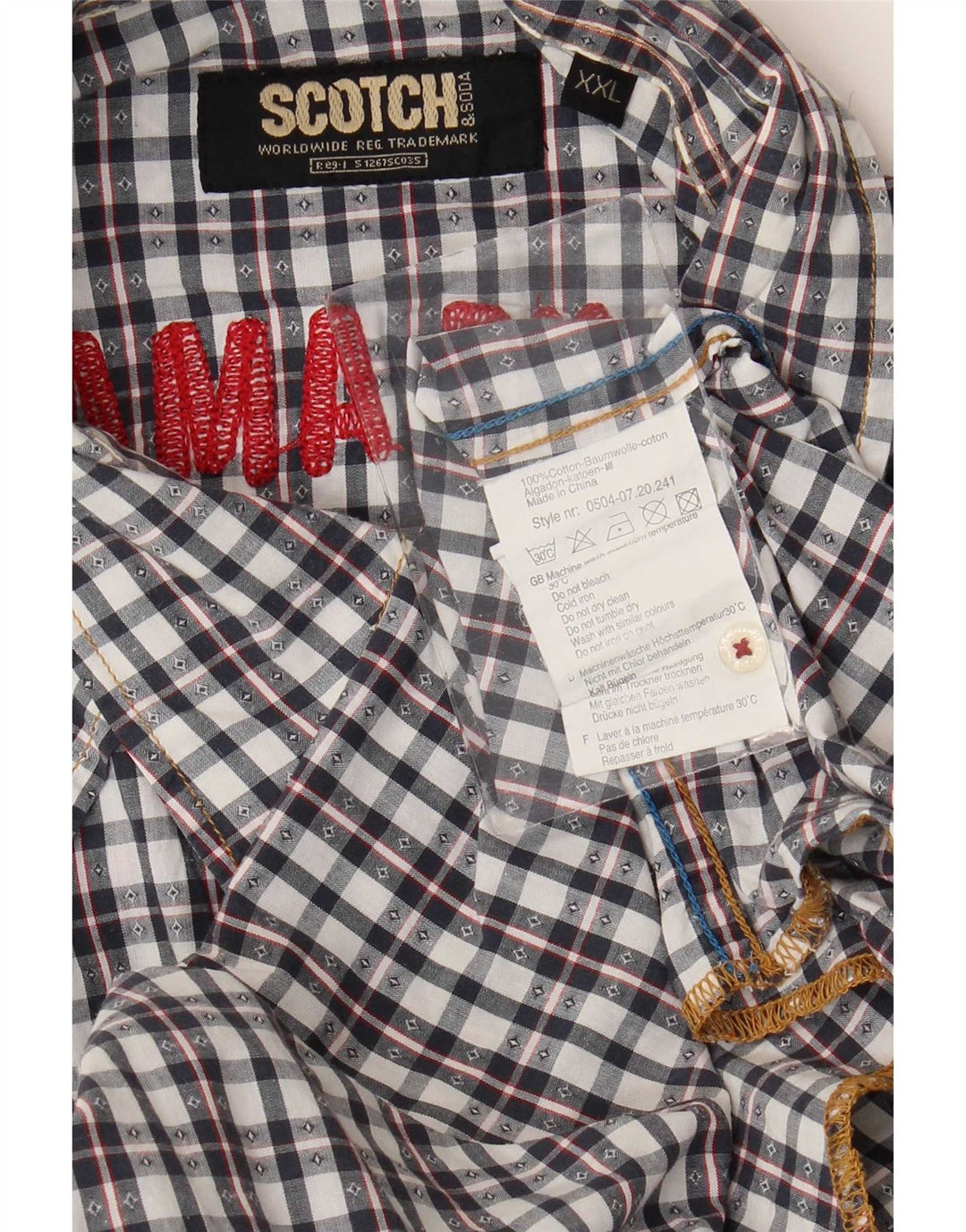 Scotch & Soda Mens Graphic Shirt 2XL Black Check Cotton