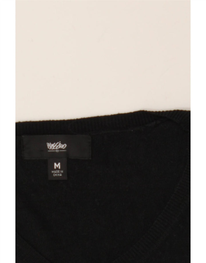 MOSSIMO Womens V-Neck Jumper Sweater UK 12 Medium Black Nylon Vintage Mossimo and Second-Hand Mossimo from Messina Hembry 