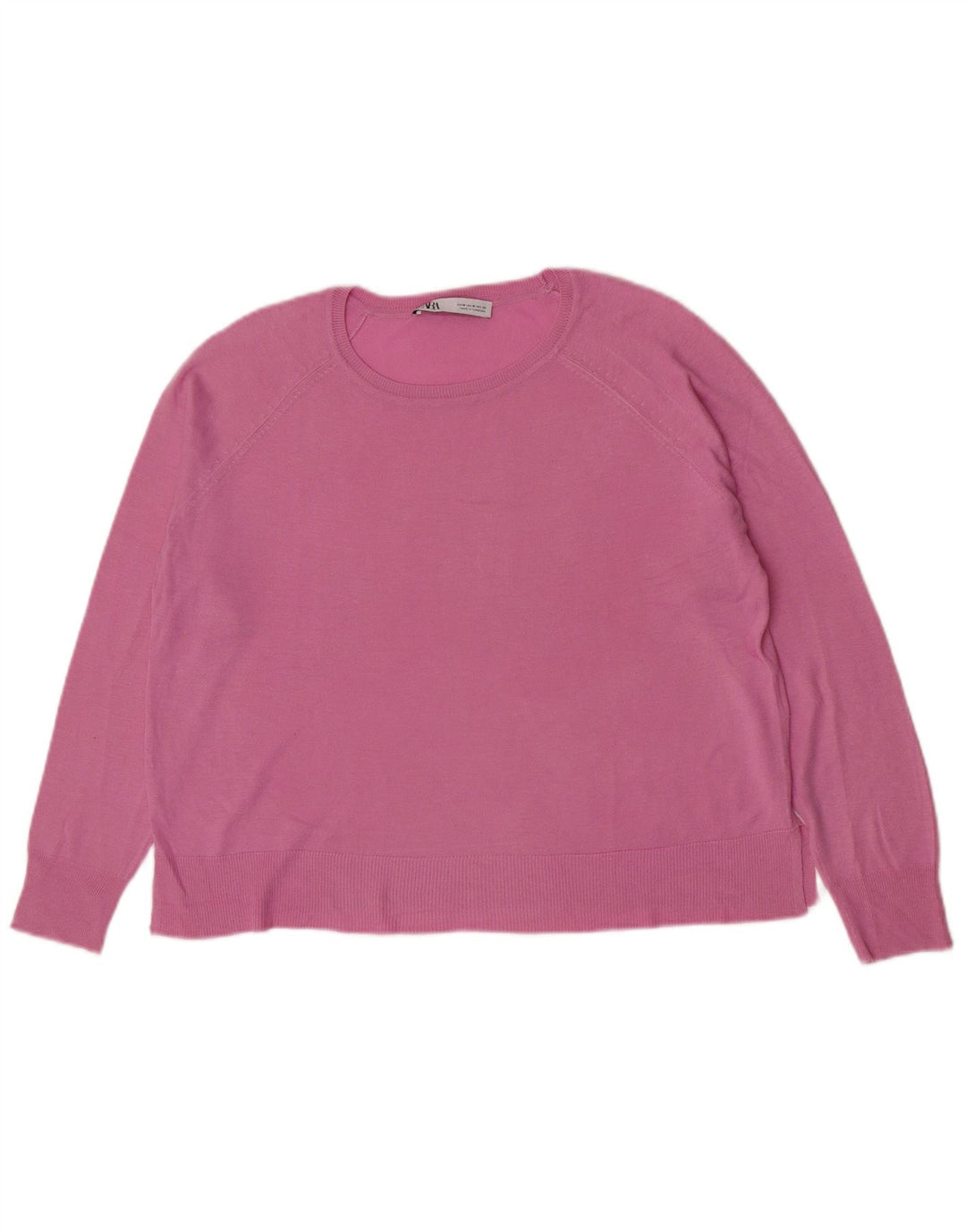 Zara Womens Boat Neck Jumper Sweater UK 14 Medium Pink