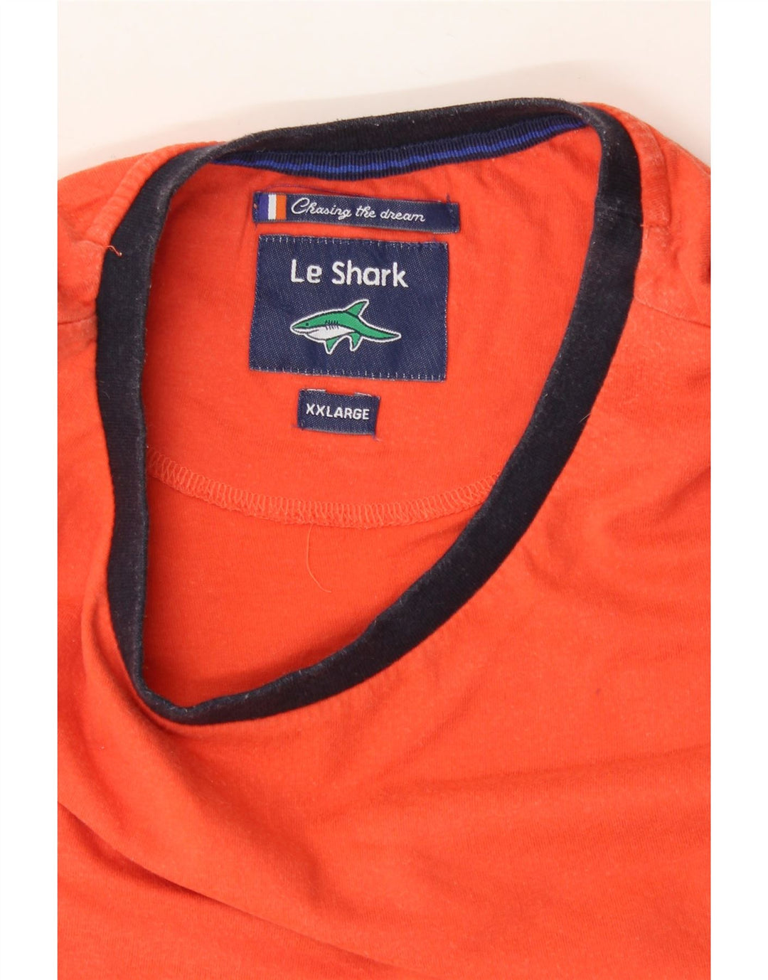 LE SHARK Mens T-Shirt Top 2XL Orange Cotton Vintage Le Shark and Second-Hand Le Shark from Messina Hembry 