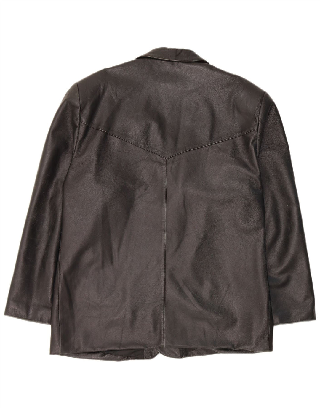 Giacca blazer in pelle vintage da uomo a 3 bottoni UK 40 grande nera
