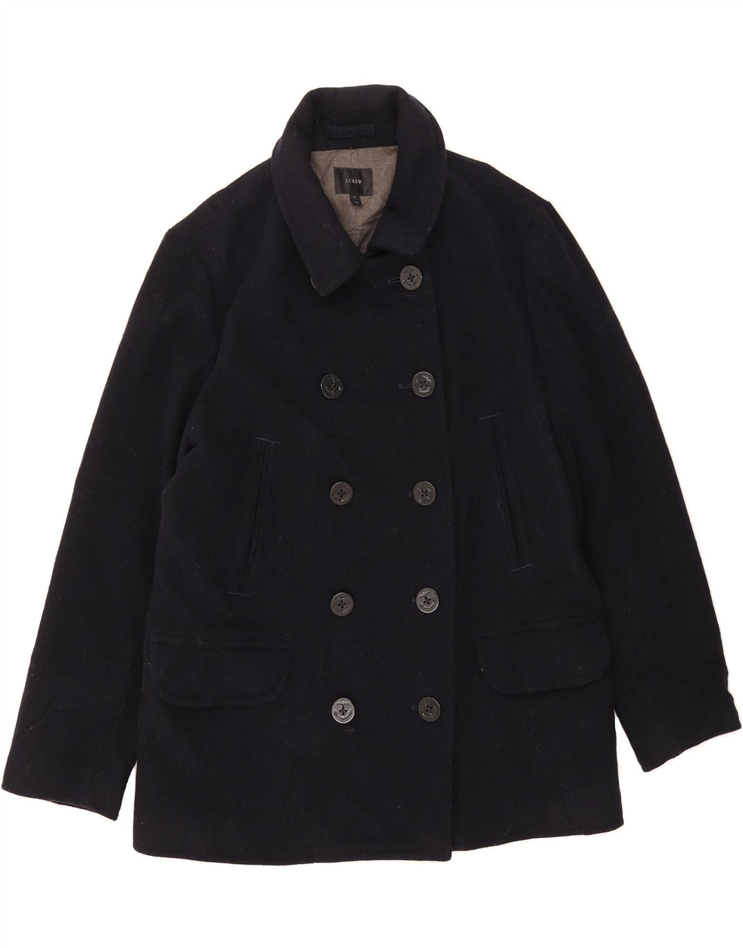 J. CREW Mens Pea Coat UK 42 XL Navy Blue Wool