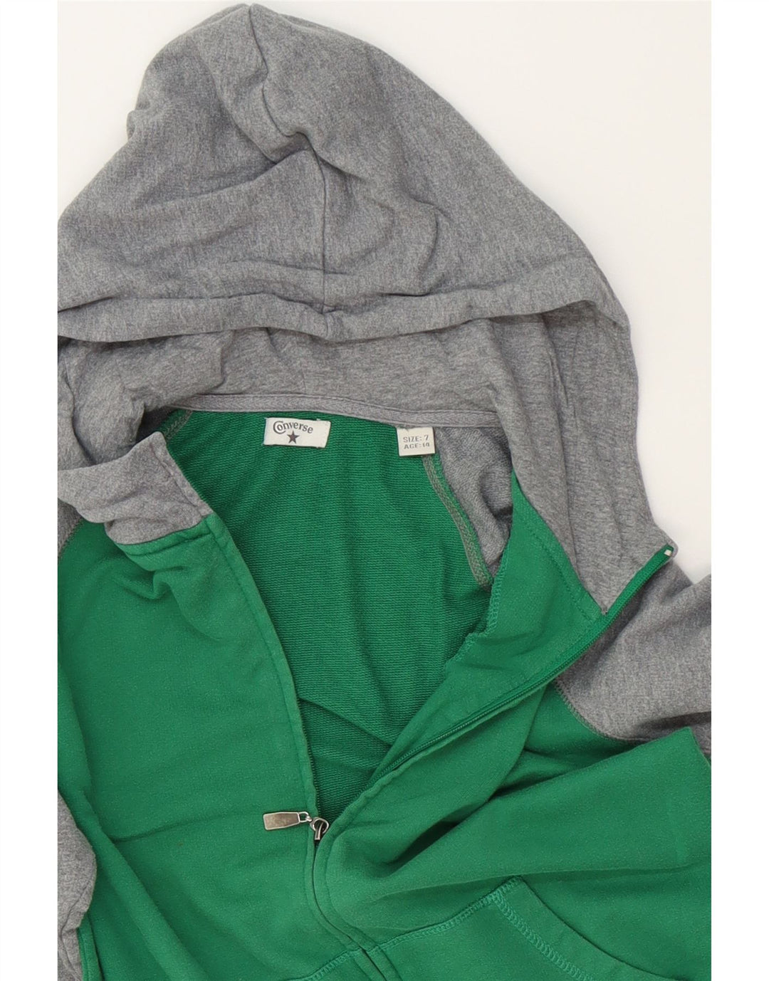 CONVERSE Boys Zip Hoodie Sweater 13-14 Years Green Colourblock Cotton Vintage Converse and Second-Hand Converse from Messina Hembry 