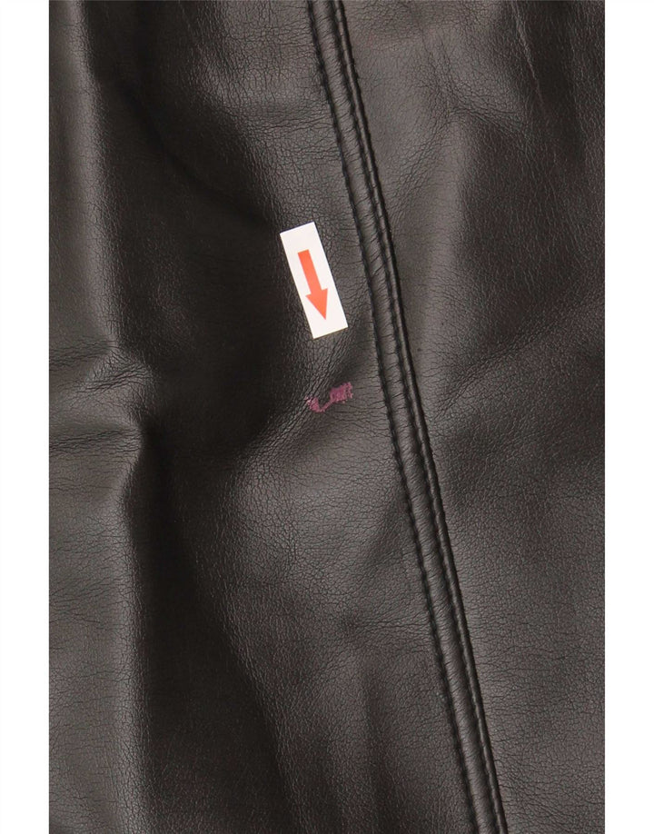 Fusta mini din piele vintage pentru femei W34 negru