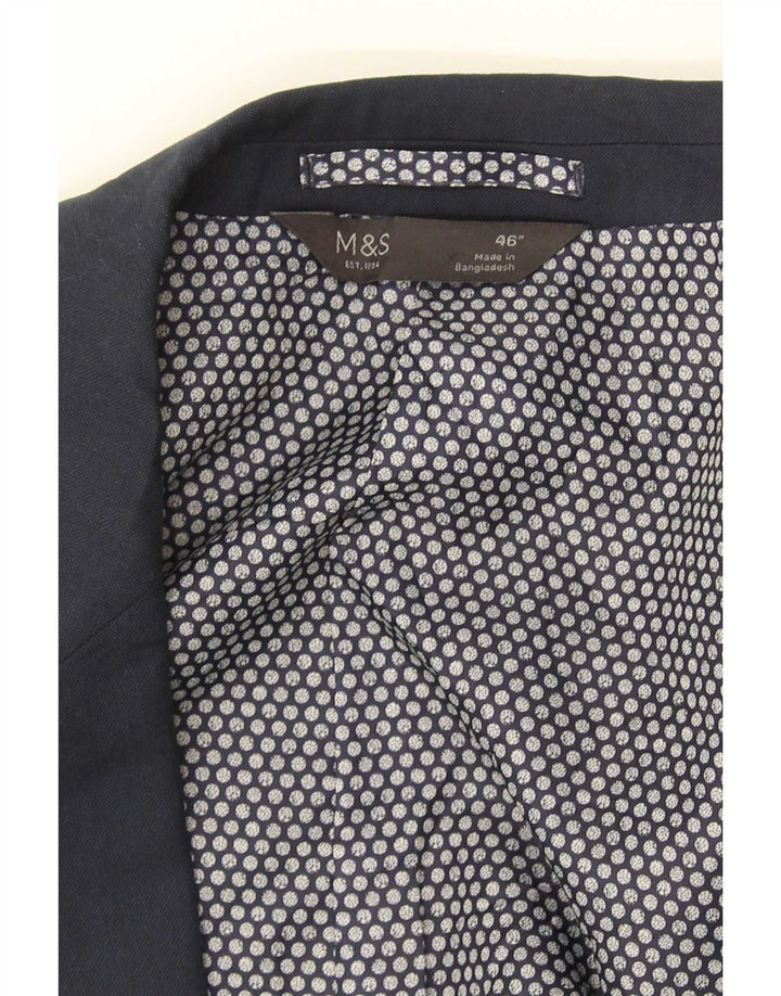 Marks & Spencer Mens 2 Button Blazer Jacket UK 46 XL Navy Blue