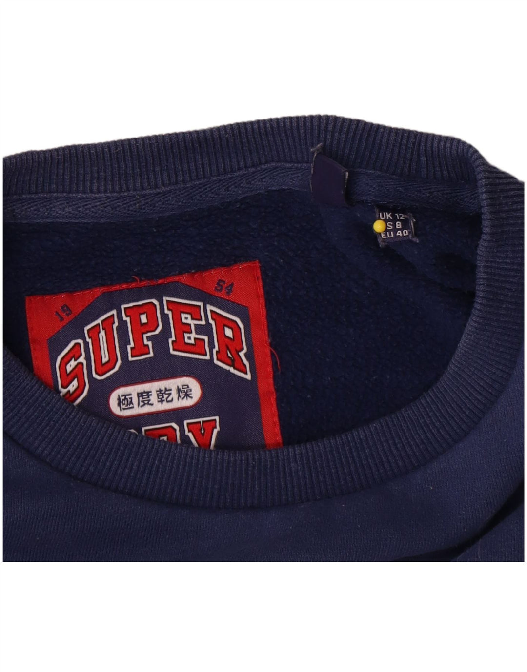 Felpa oversize con grafica da donna Superdry, maglione UK 12, medio, blu navy