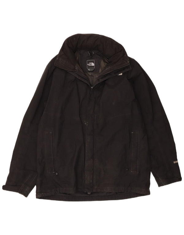 The North Face Mens Hooded Rain Jacket UK 42 XL Black Polyester