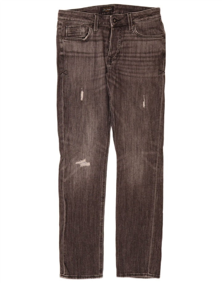 Jack & Jones Mens Distressed Slim Jeans W31 L34 Grey Cotton