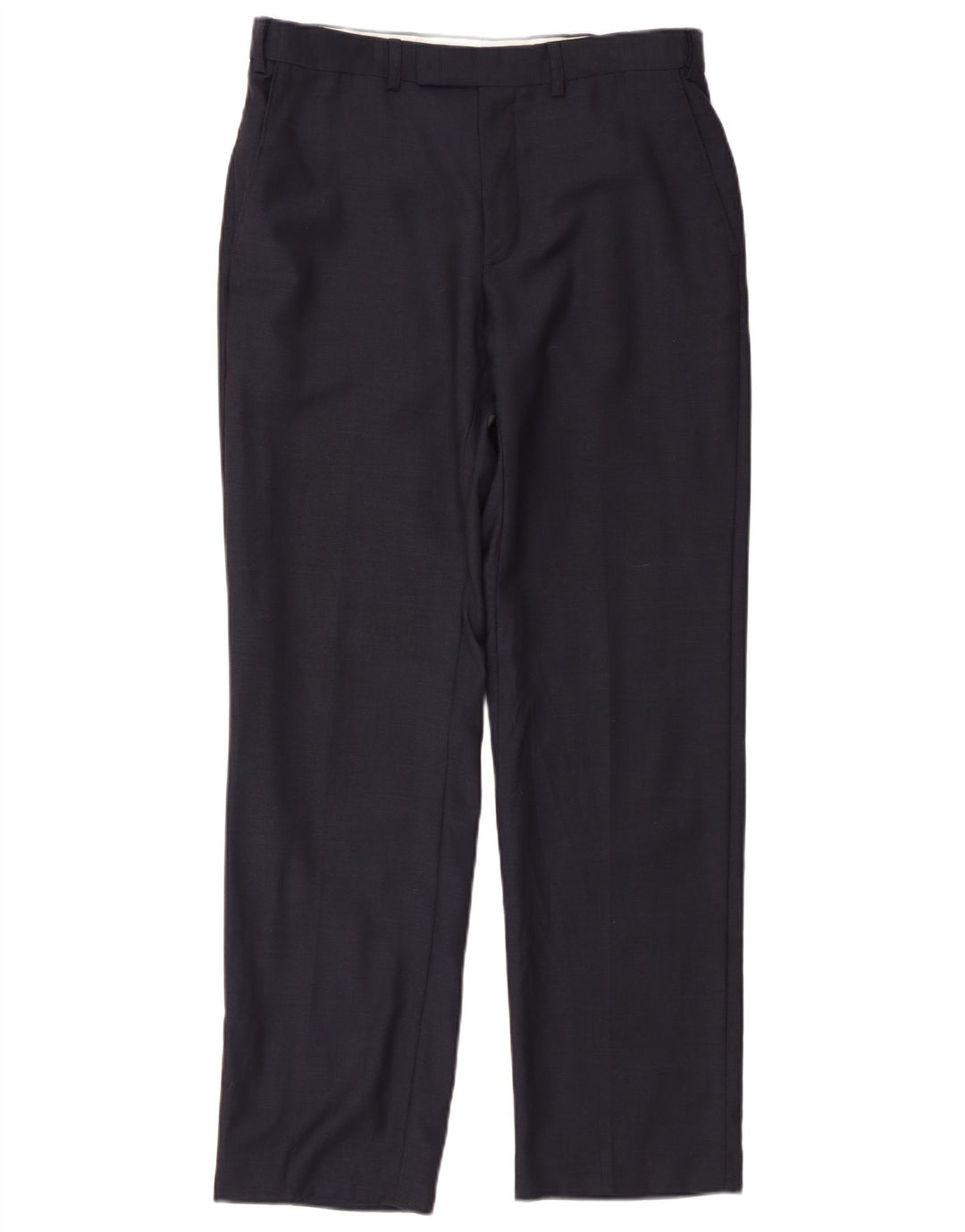 Marks & Spencer Mens Straight Suit Trousers W32 L31 Navy Blue Wool