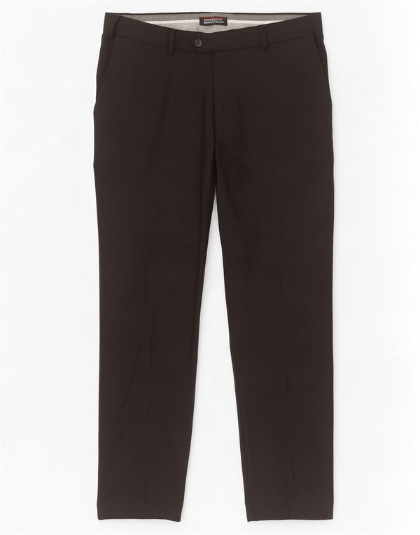 Calça masculina de terno reto Marks & Spencer sob medida W38 L31 lã preta