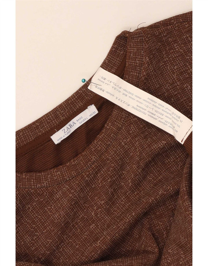 Zara Womens Tent Dress UK 16 Large Brown Polyester