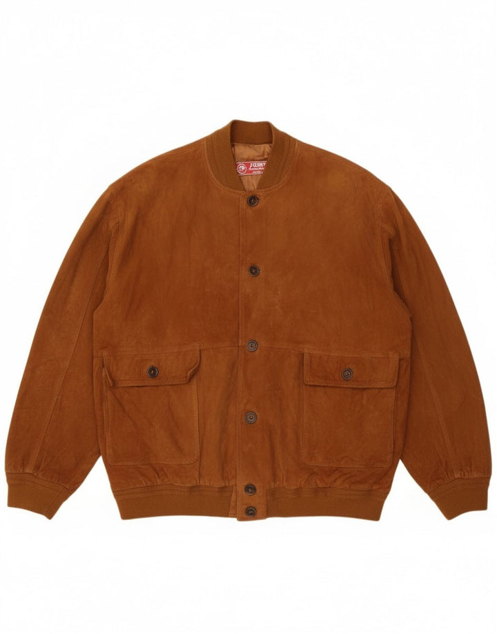 Jolly Mens Suede Bomber Jacket IT 58 4XL Brown Leather