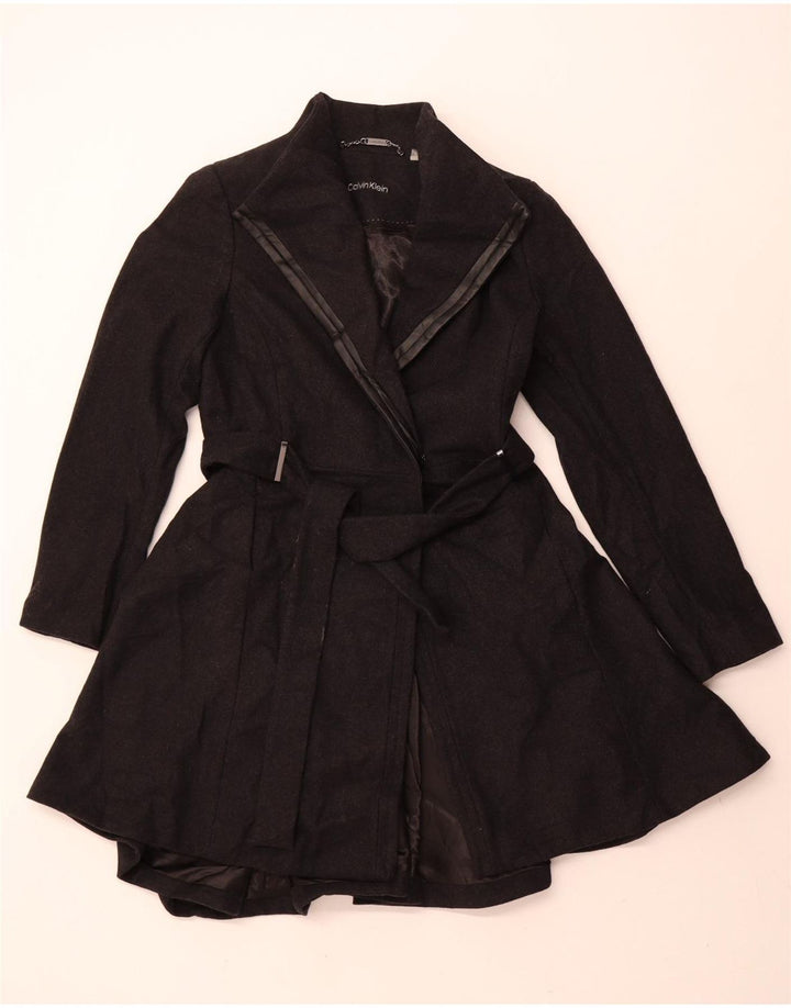 Calvin Klein Womens Overcoat US 6 Medium Black Wool