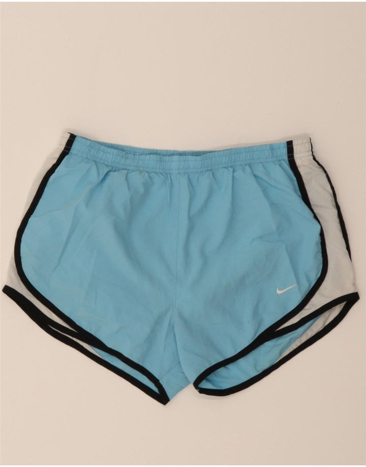 NIKE Womens Sport Shorts US 4/6 Small Blue Colourblock Polyester Vintage Nike and Second-Hand Nike from Messina Hembry 