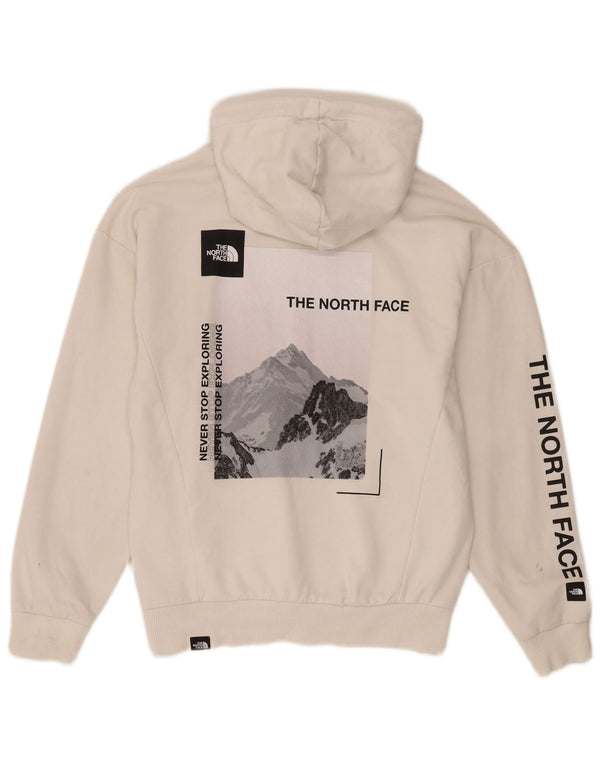 The North Face Womens Graphic Hoodie Jumper UK 14 Medium White Cotton