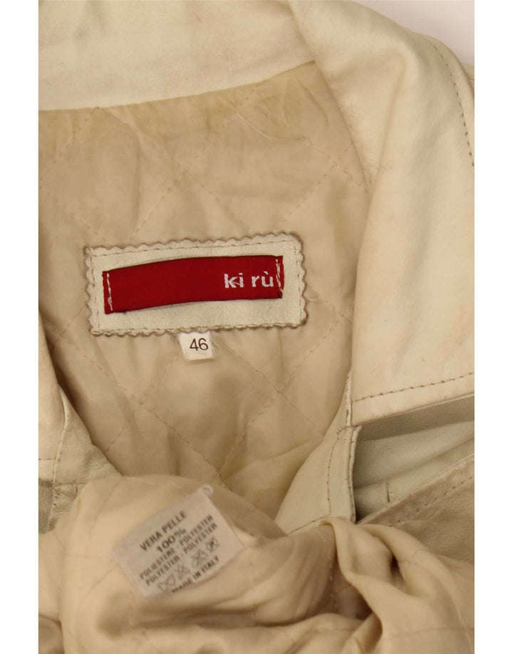 Vintage Damen Ledermantel IT 46 Large Beige