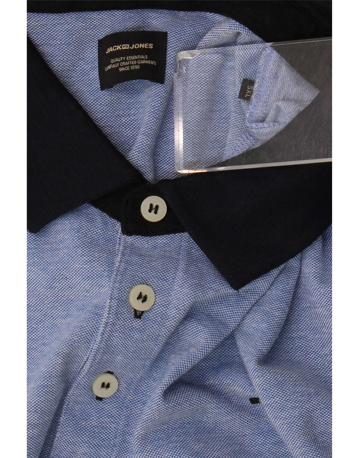 Jack & Jones Mens Polo Shirt 5XL Blue Colourblock