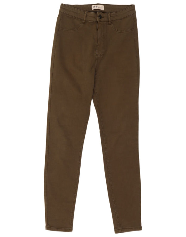 Zara Dame Skinny Jeans EU 38 Small W28 L28 Khaki Bomuld