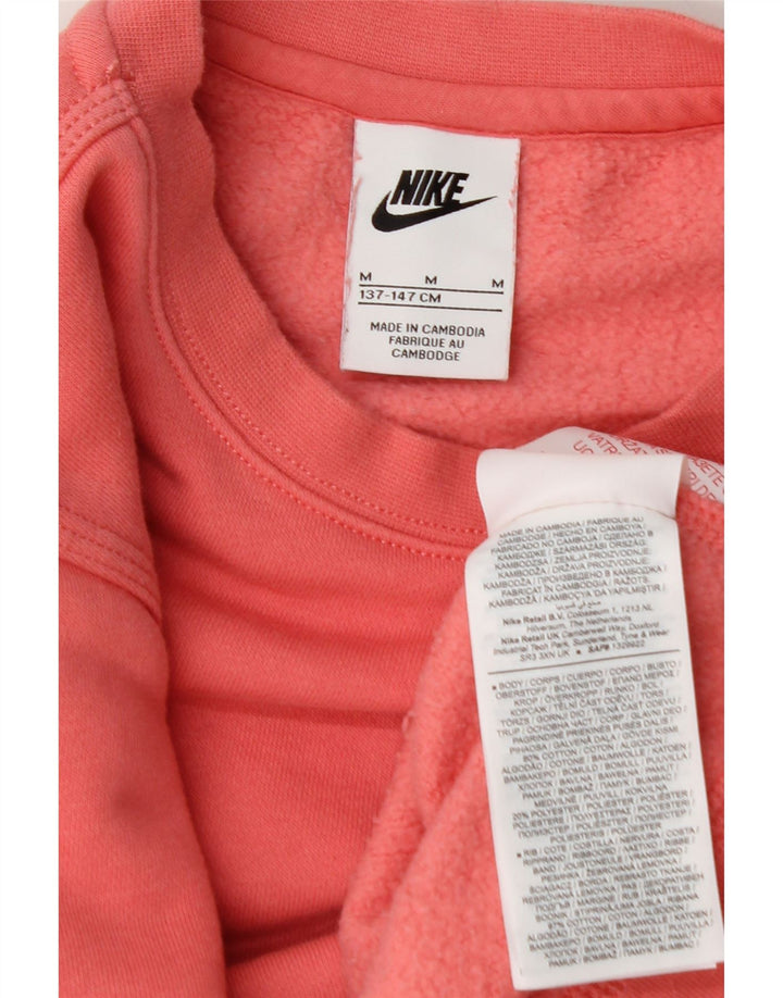 NIKE Girls Sweatshirt Jumper 10-11 Years Medium Pink Cotton Vintage Nike and Second-Hand Nike from Messina Hembry 