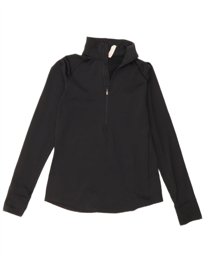 UNDER ARMOUR Womens Zip Neck Tracksuit Top UK 10 Small Black