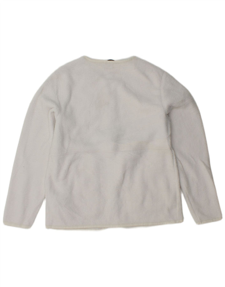 MARKS & SPENCER Giacca in pile da donna UK 10 Small Poliestere bianco