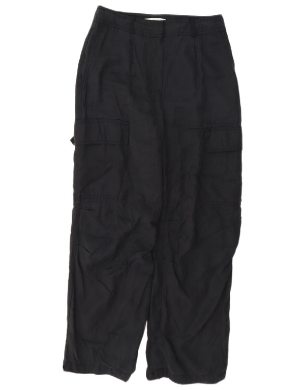 Zara Womens Loose Fit Cargo Trousers UK 8 Small W27 L26 Navy Blue Modal