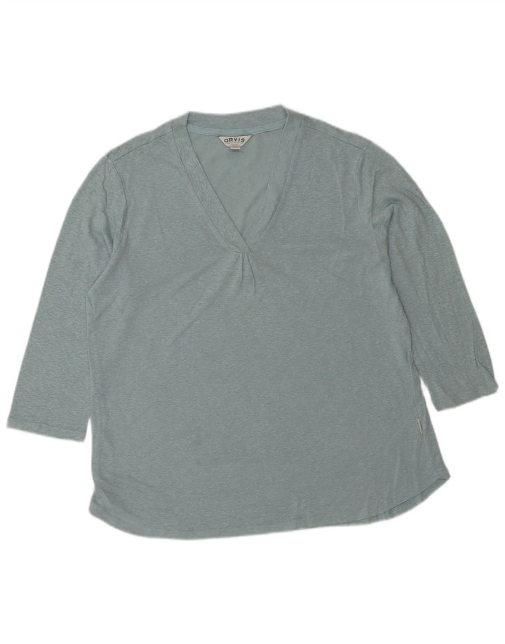 ORVIS Womens Oversized Top 3/4 Sleeve UK 10 Small Blue