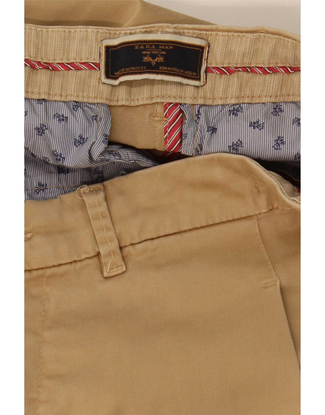 Zara Mens Slim Chino Trousers EU 40 Medium W31 L32 Beige