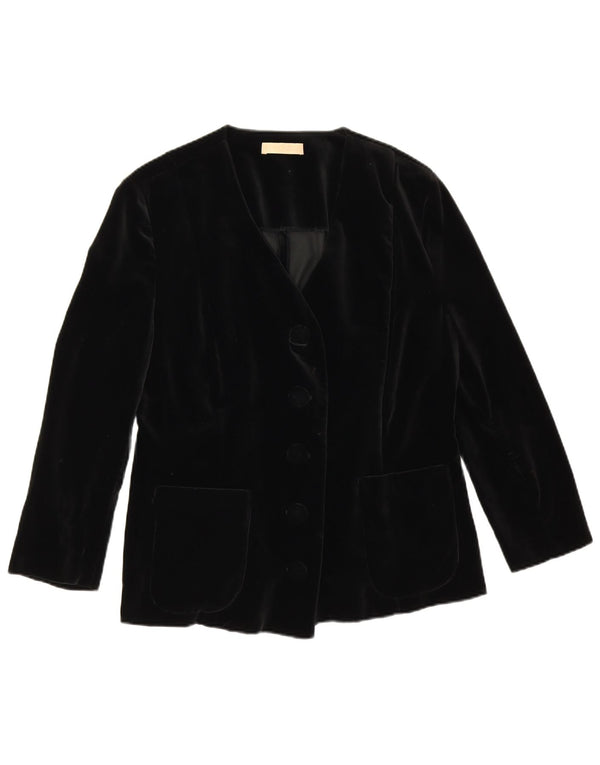 vintage Femmes 3/4 Manches 5 Bouton Blazer Veste UK 14 Moyen Noir