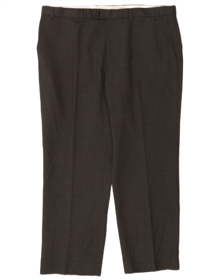 Pantaloni da abito dritti da uomo Marks & Spencer W40 L29 poliestere grigio