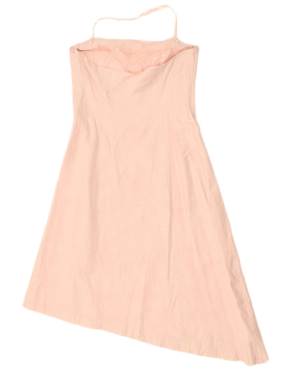 Oasis Womens Asymmetrisk Halter Dress UK 12 Medium Pink Floral Viscose