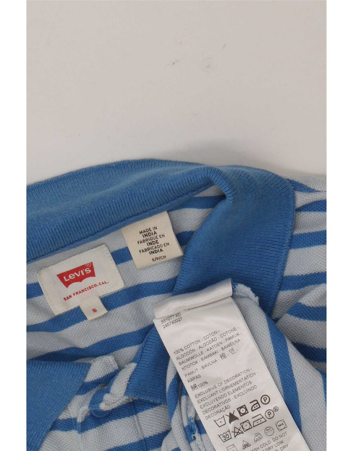 Levi's Mens Polo Shirt Small Blue Striped Cotton
