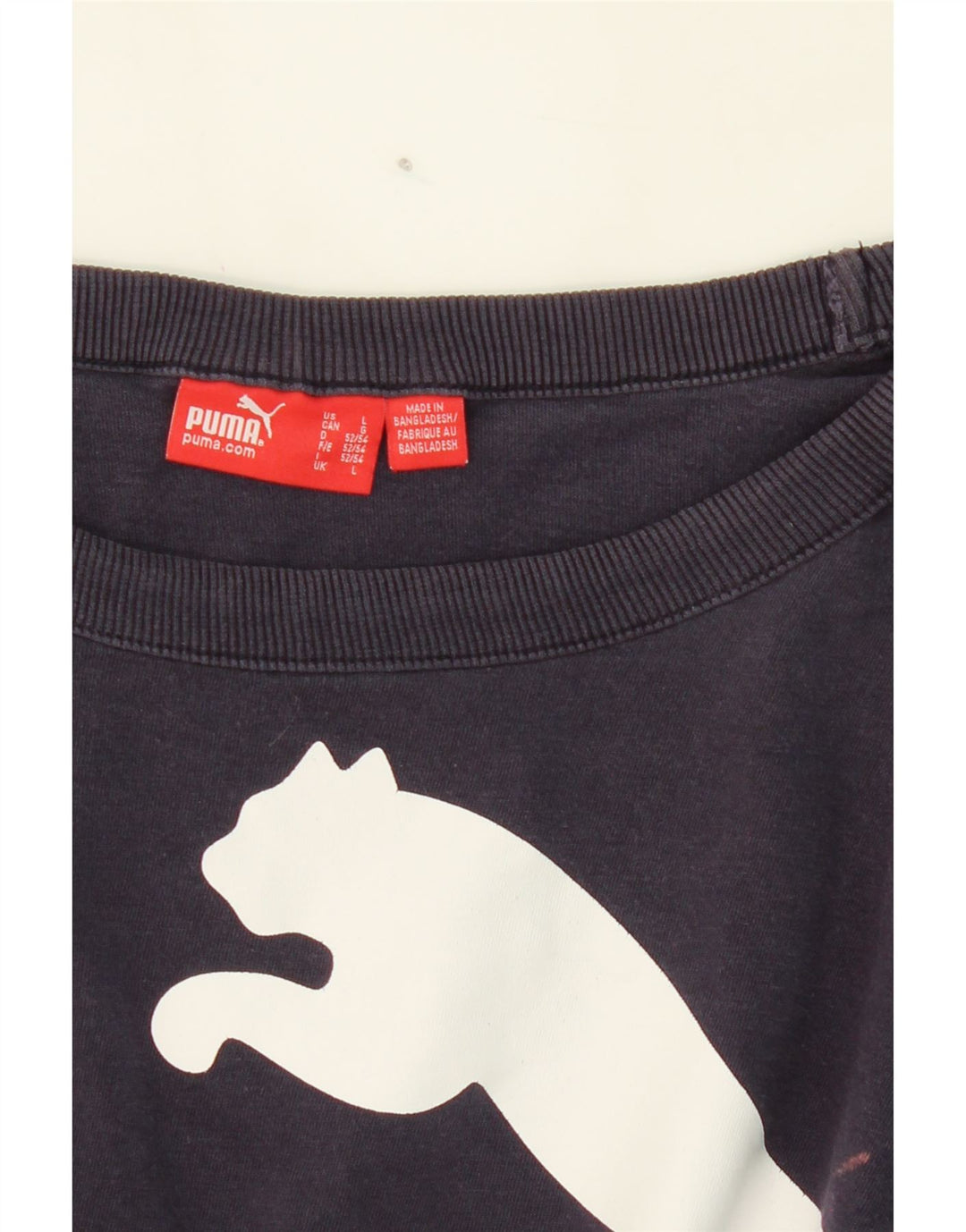 PUMA Mens Graphic T-Shirt Top Large Navy Blue Vintage Puma and Second-Hand Puma from Messina Hembry 
