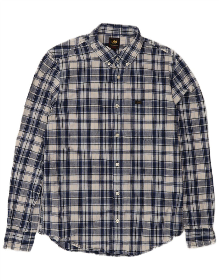 Lee Mens Regular Fit Shirt Medium Blue Check Cotton