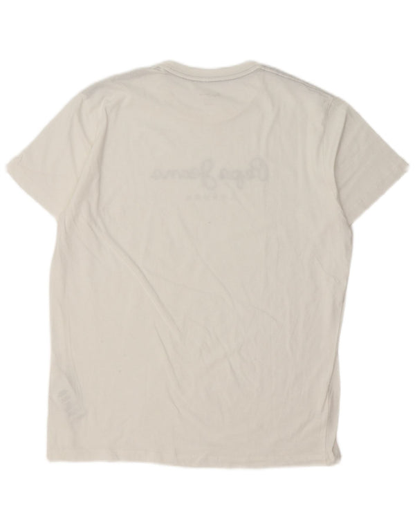 PEPE Jeans Mens Regular Fit Graphic T-Shirt Top Large White Cotton