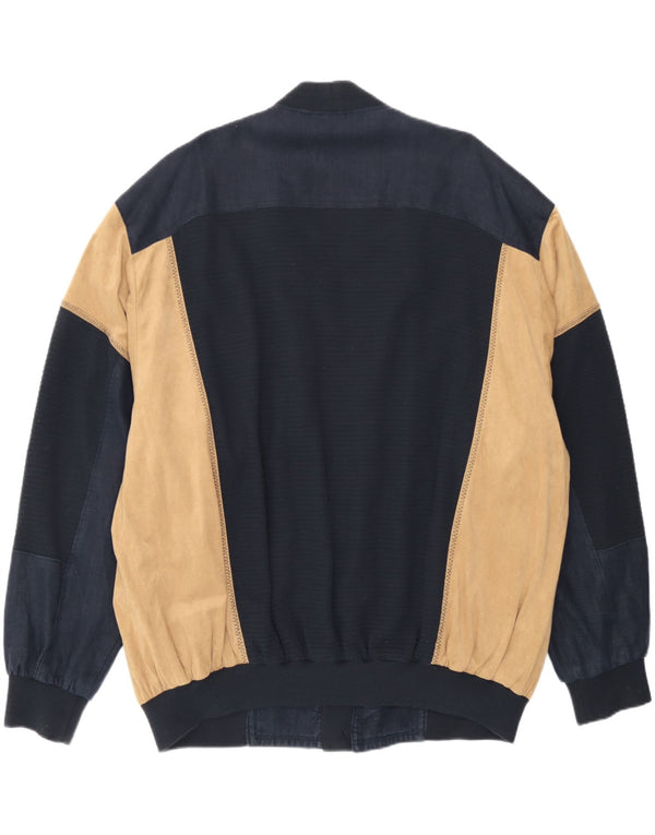 Delba Alcantara Herren Bomberjacke UK 48 4XL Marineblau Colourblock Leinen