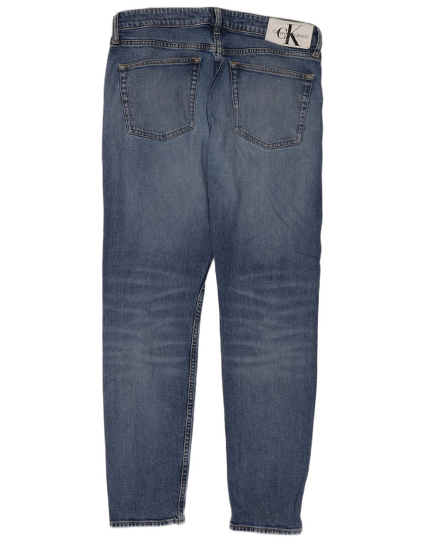 Calvin Klein Masculino Slim Tapered Jeans W32 L32 Azul Algodão