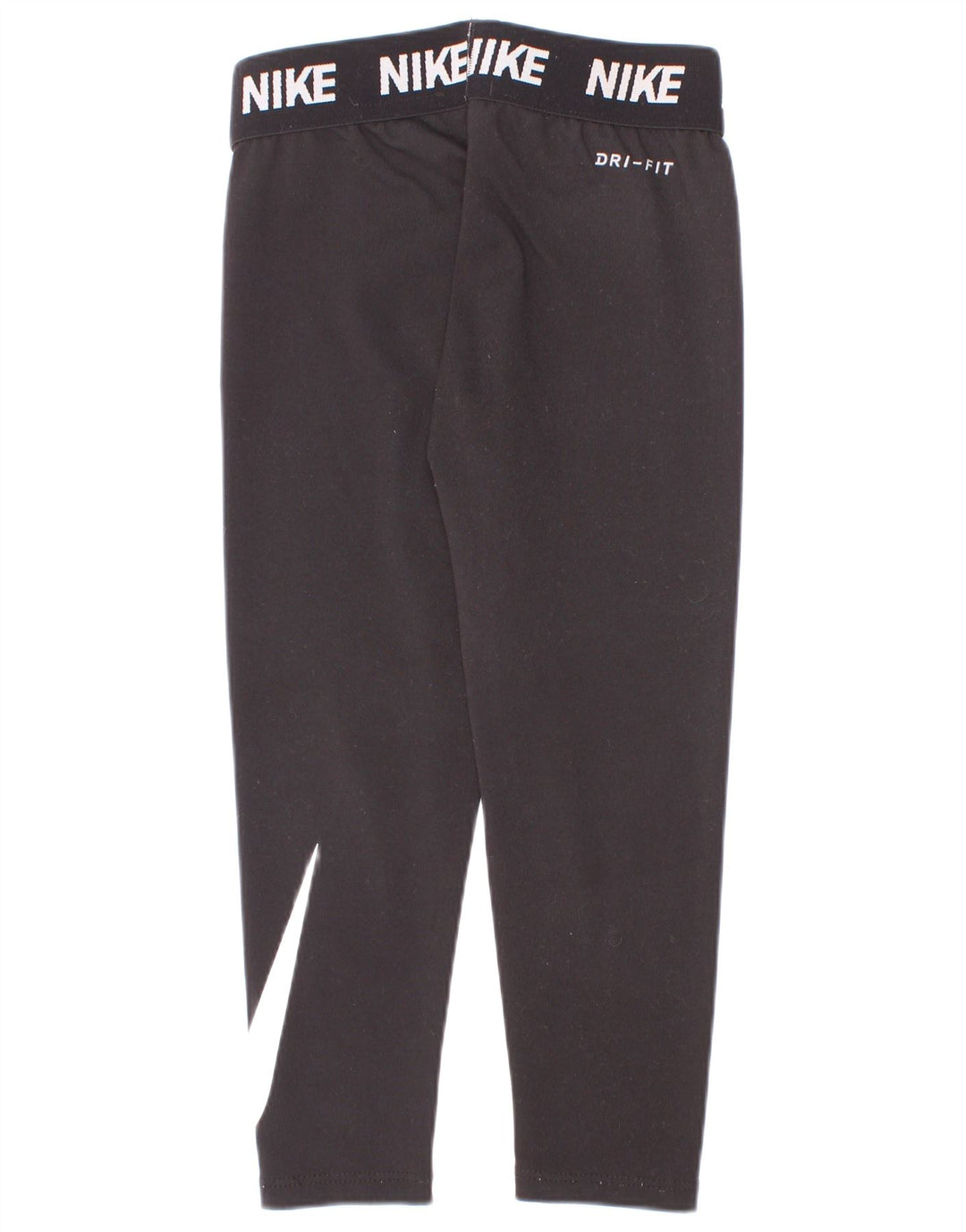 Nike Girls Dri Fit Graphic Leggings 4-5 Years Small Black Polyester