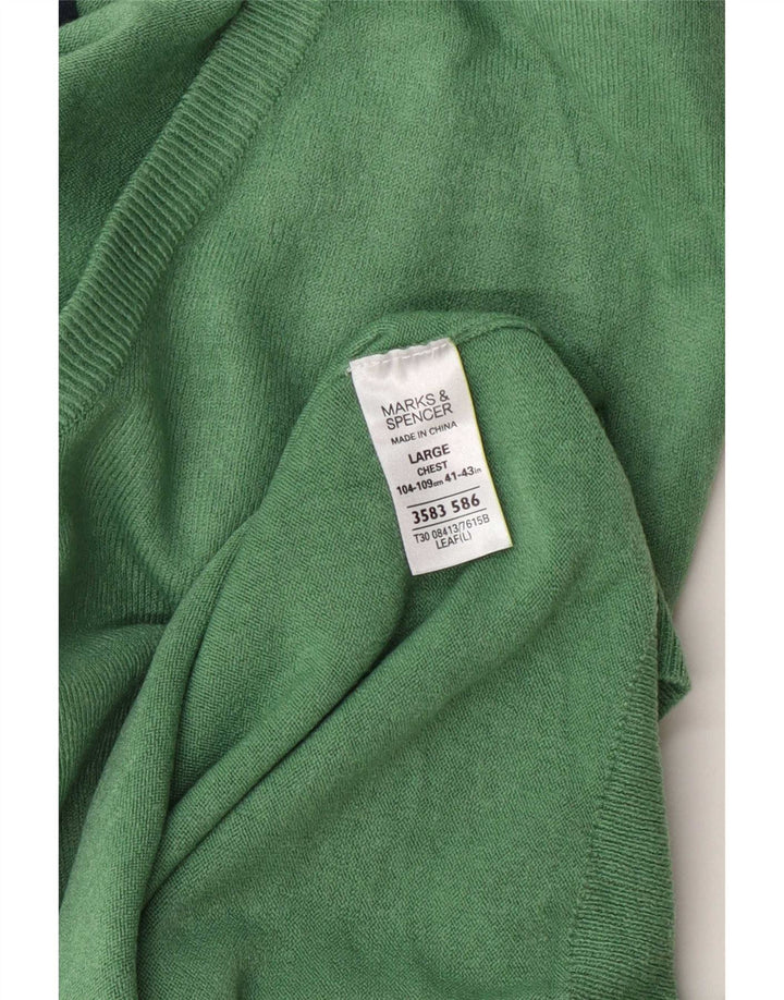 Marks & Spencer Herre V-hals sweater Stor grøn akryl