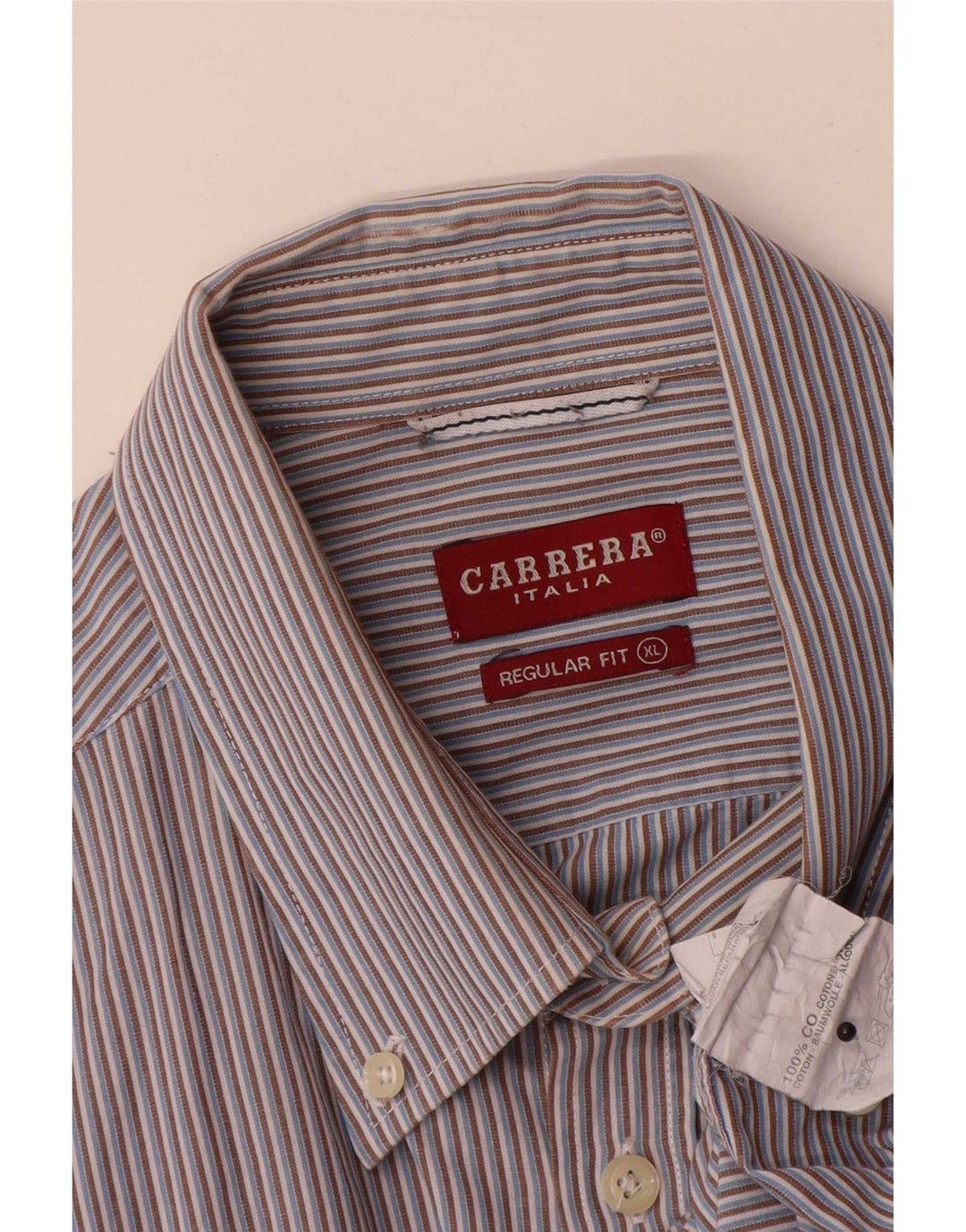Carrera Mens Regular Fit Shirt XL Blue Pinstripe Cotton