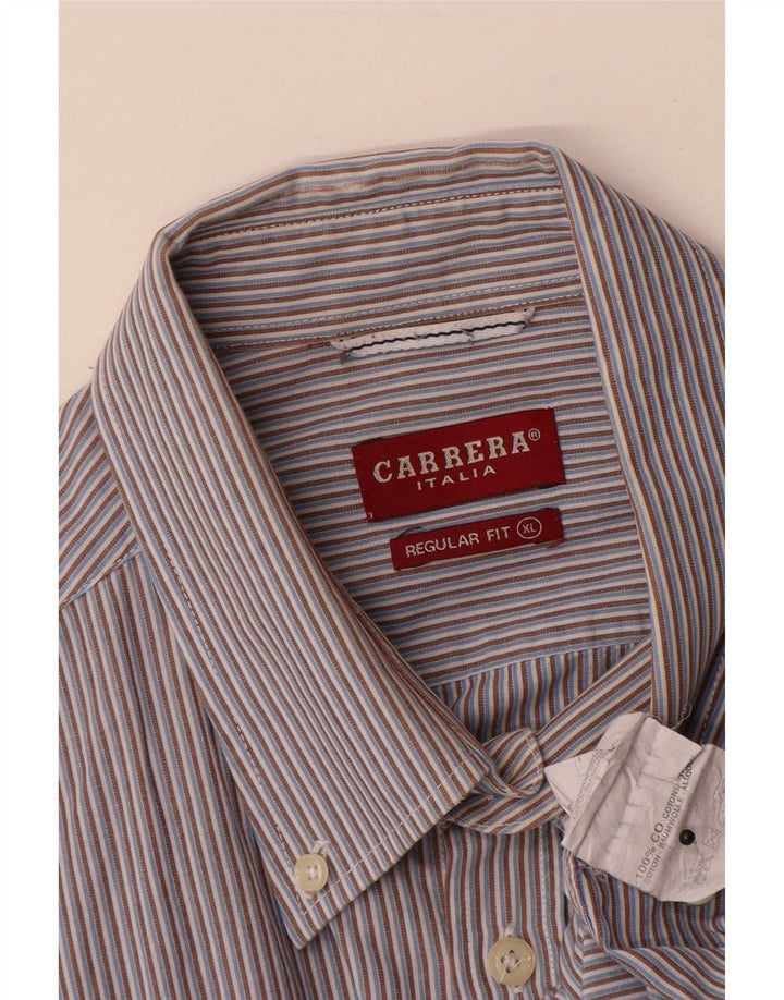 Carrera Mens Regular Fit Shirt XL Blue Pinstripe Cotton